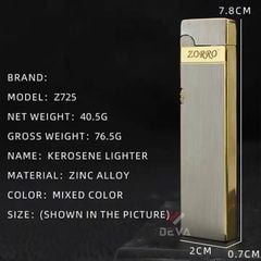 Bật lửa chính hãng Zorro xăng đá siêu nhỏ gọn series Z725
