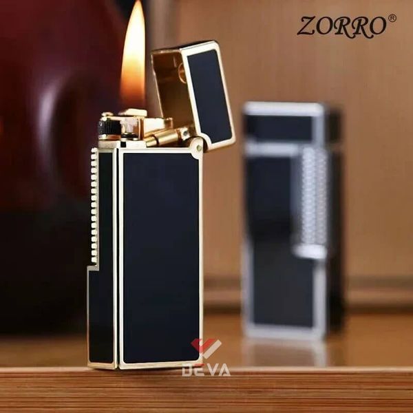 Bật lửa xăng đá chính hãng Zorro sơn mài đen dáng nhỏ Z728