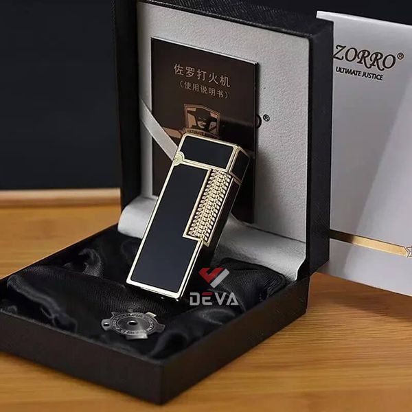 Bật lửa xăng đá chính hãng Zorro sơn mài đen dáng nhỏ Z728