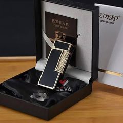 Bật lửa xăng đá chính hãng Zorro sơn mài đen dáng nhỏ Z728