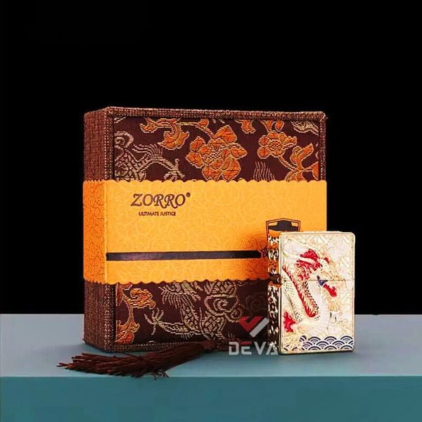 Bật lửa xăng đá Zorro bọc vỏ dày khắc nổi rồng thần Z-KJ1024