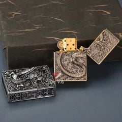 Bật lửa xăng đá Zorro bọc vỏ dày khắc nổi rồng thần Z-KJ1024