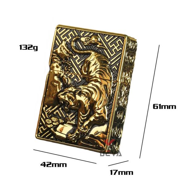 Bật lửa xăng đá chính hãng Zorro bọc vỏ dày ốp hình Hổ núi Z-KJ1016