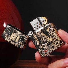 Bật lửa xăng đá Zorro chủ đề Tần Thủy Hoàng Đế mạ vàng Z2-1071