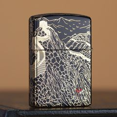 Bật lửa xăng đá Zorro chủ đề Vạn Lý Trường Thành mạ vàng Z2-1076