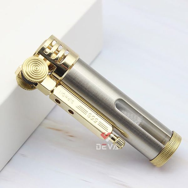 Bật lửa xăng đá chính hãng Zorro hình trụ kèm ô cửa trong suốt Z556