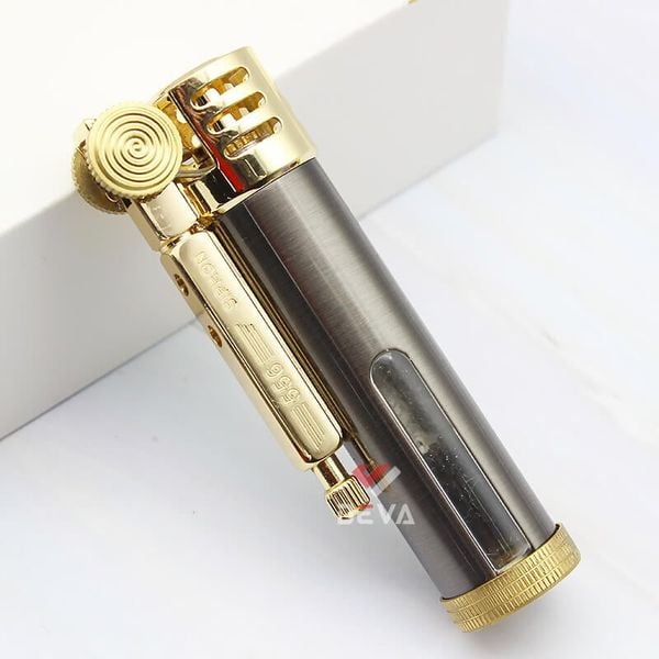 Bật lửa xăng đá chính hãng Zorro hình trụ kèm ô cửa trong suốt Z556