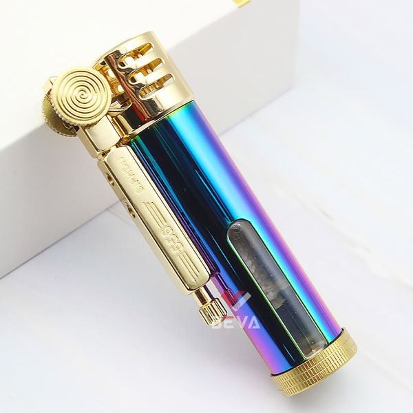 Bật lửa xăng đá chính hãng Zorro hình trụ kèm ô cửa trong suốt Z556