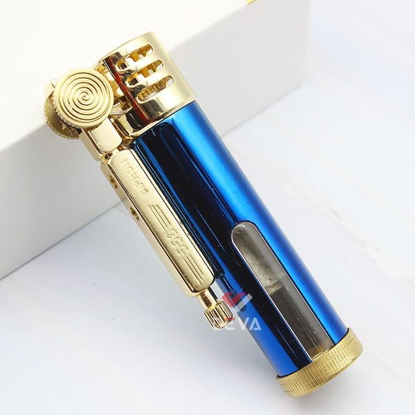 Bật lửa xăng đá chính hãng Zorro hình trụ kèm ô cửa trong suốt Z556
