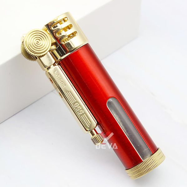 Bật lửa xăng đá chính hãng Zorro hình trụ kèm ô cửa trong suốt Z556