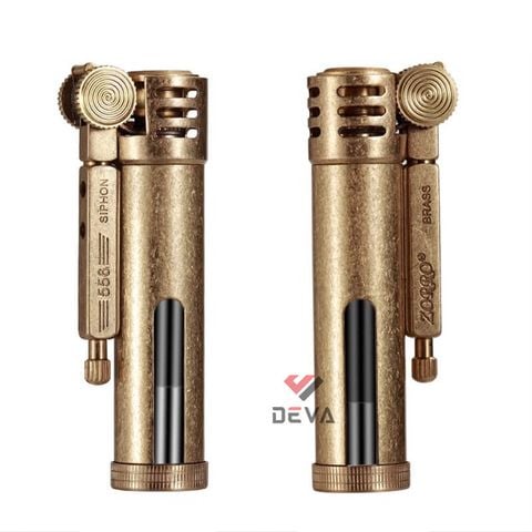 Bật lửa xăng đá chính hãng Zorro hình trụ kèm ô cửa trong suốt Z556