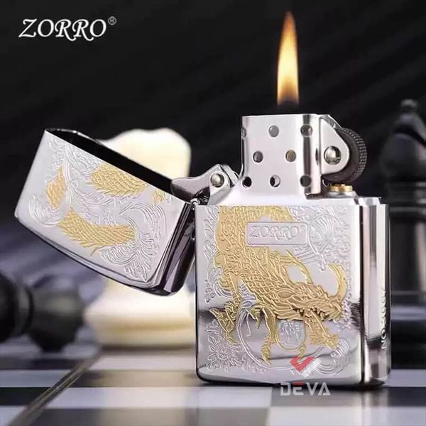 Bật lửa xăng Zorro hình rồng Á Đông mạ vàng bản giới hạn Z92113