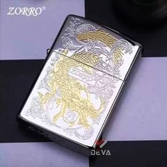 Bật lửa xăng Zorro hình rồng Á Đông mạ vàng bản giới hạn Z92113
