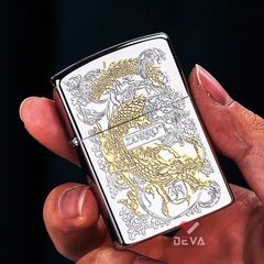 Bật lửa xăng Zorro hình rồng Á Đông mạ vàng bản giới hạn Z92113
