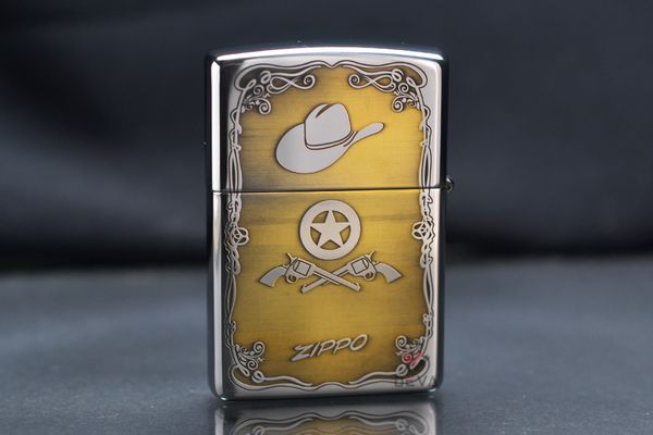 Zippo Khắc Hình Cô Gái Cao Bồi ZK120