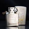 Zippo Satin Khắc Hình Con Bướm Cách Điệu Mạ Vàng Z62