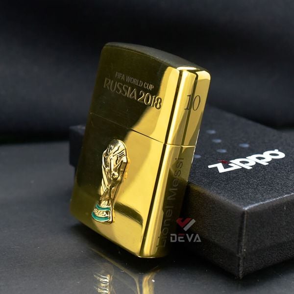Zippo Ốp Cúp Thế Giới World Cup Rusia 2018 và Lionel Messi ZN122