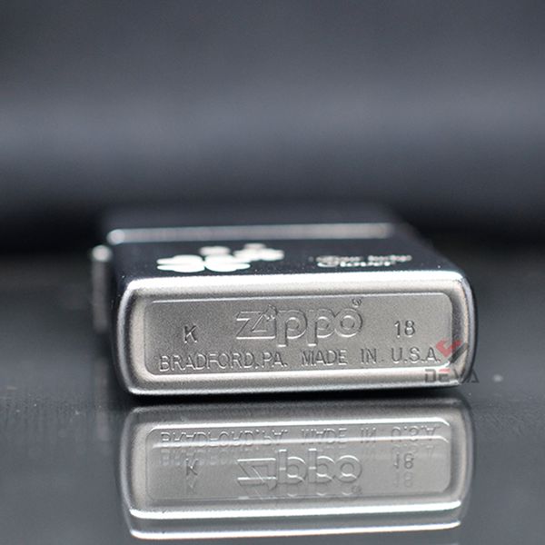 Bật lửa zippo Satin mỹ chính hãng cỏ 4 lá bạc Z61