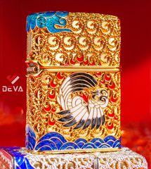 Zippo Bọc Lưới Mạ Vàng Chủ Đề Tiên Hạc ZN290