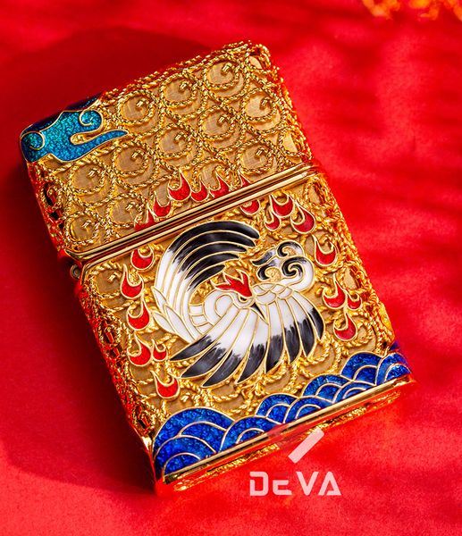Zippo Bọc Lưới Mạ Vàng Chủ Đề Tiên Hạc ZN290