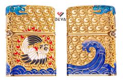 Zippo Bọc Lưới Mạ Vàng Chủ Đề Tiên Hạc ZN290