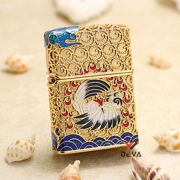 Zippo Bọc Lưới Mạ Vàng Chủ Đề Tiên Hạc ZN290