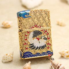 Zippo Bọc Lưới Mạ Vàng Chủ Đề Tiên Hạc ZN290