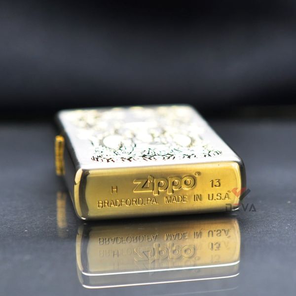 Bật Zippo Mỹ xuất Nhật hình phật khắc ăn mòn mạ vàng Z86