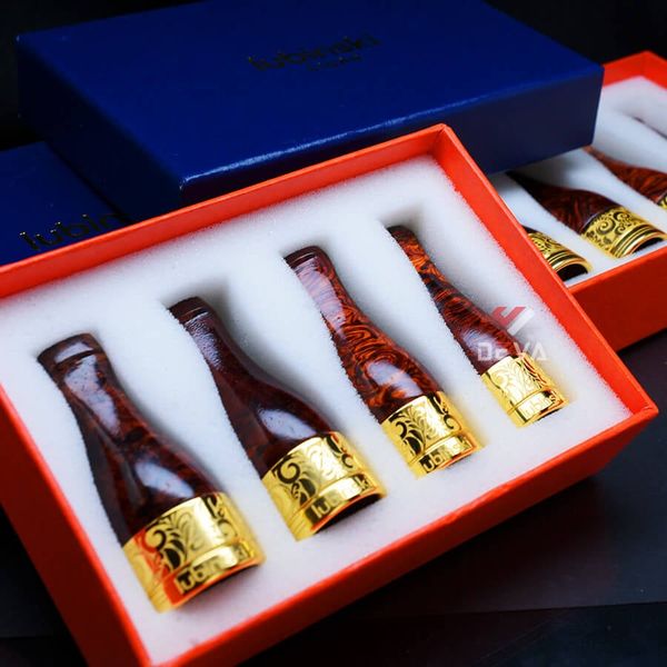 Set tẩu Xi Ga 4 size Lubinski gỗ cẩm mạ vàng TG12