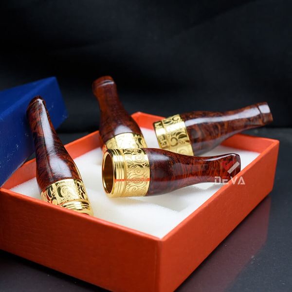 Set tẩu Xi Ga 4 size Lubinski gỗ cẩm mạ vàng TG12