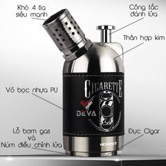 Bật lửa chính hãng Honest khò 4 tia bình chứa gas lớn kèm đục BCZ 842