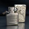 Zippo Bạc Khối Tái Bản 1937 Vintage Chặt Góc Khắc Cá Chép Trong Đầm Sen BK87