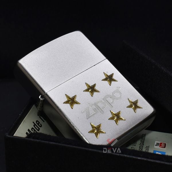 Zippo Mạ Satin Khắc Logo Hãng Kèm Ngôi Sao Mạ Vàng ZK20