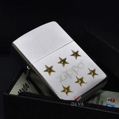 Zippo Mạ Satin Khắc Logo Hãng Kèm Ngôi Sao Mạ Vàng ZK20