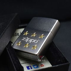 Zippo Mạ Satin Khắc Logo Hãng Kèm Ngôi Sao Mạ Vàng ZK20
