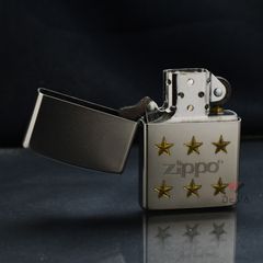 Zippo Mạ Satin Khắc Logo Hãng Kèm Ngôi Sao Mạ Vàng ZK20