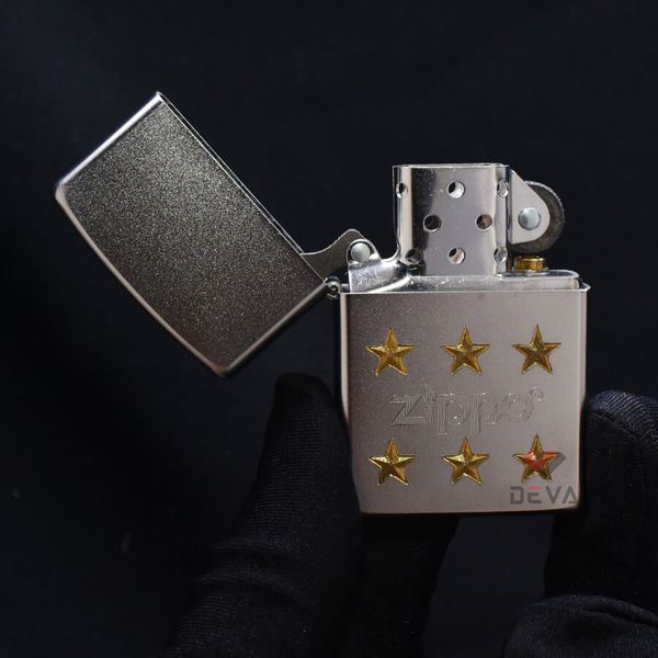 Zippo Mạ Satin Khắc Logo Hãng Kèm Ngôi Sao Mạ Vàng ZK20