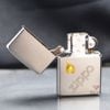 Zippo Mạ Satin Khắc Ngọn Lửa Mạ Vàng Và Logo Chéo ZK19