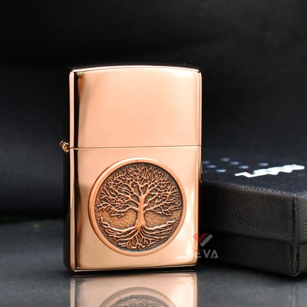Tìm Zippo Vàng Hồng Ốp Emblem Cây Sự Sống Tree Of Life Z152