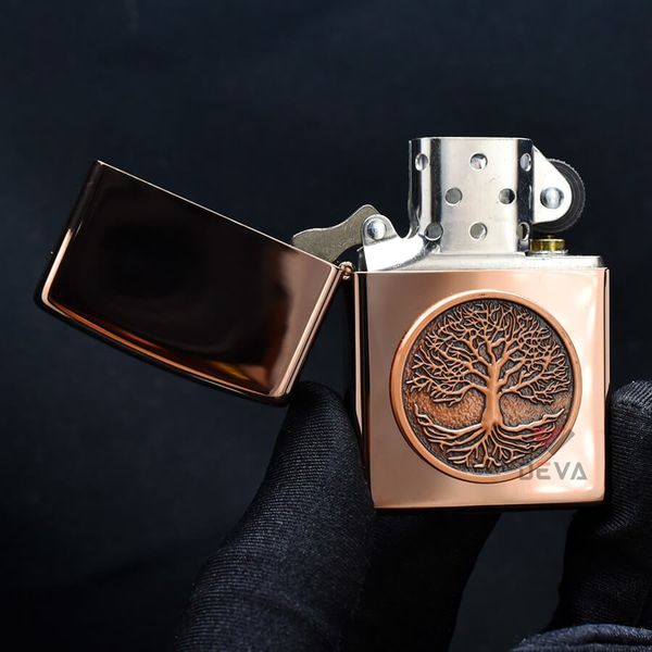 Tìm Zippo Vàng Hồng Ốp Emblem Cây Sự Sống Tree Of Life Z152