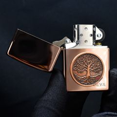 Tìm Zippo Vàng Hồng Ốp Emblem Cây Sự Sống Tree Of Life Z152