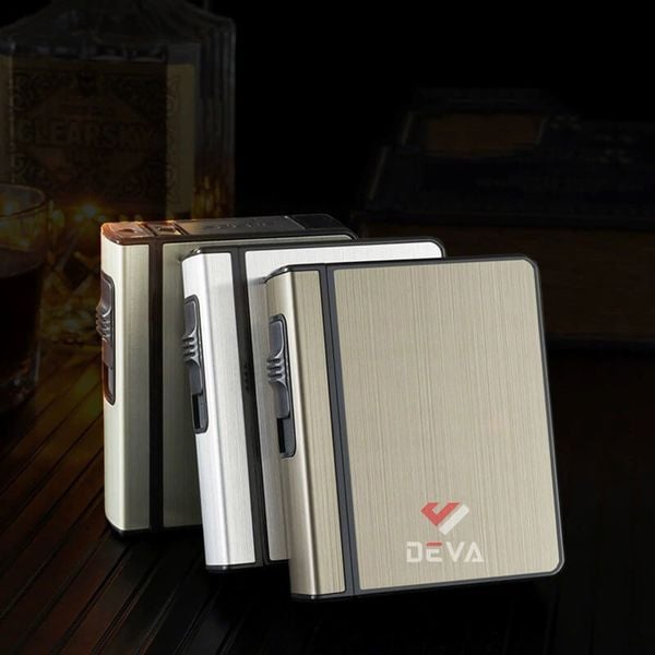 Hộp đựng thuốc lá Focus bao 20 điếu loại 6.5mm kèm bật lửa khò 1 tia JD YH105