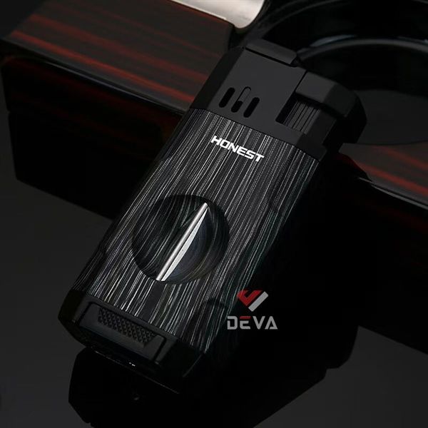 Bật lửa Honest khò 2 tia kèm dao cắt chữ V cho Cigar BCZ 834