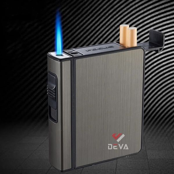 Hộp đựng thuốc lá Focus bao 20 điếu loại 6.5mm kèm bật lửa khò 1 tia JD YH105