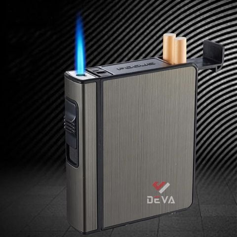 Hộp đựng thuốc lá Focus bao 20 điếu loại 6.5mm kèm bật lửa khò 1 tia JD YH105