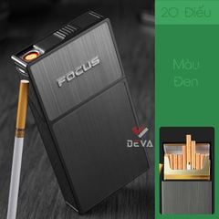 Hộp đựng thuốc lá Focus nguyên bao 20 điếu size nhỏ 5.5mm kèm bật lửa điện nhiệt JD YH089