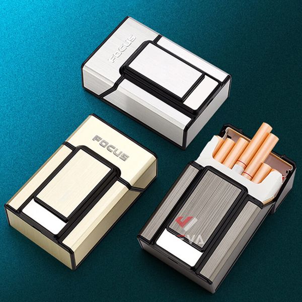 Hộp đựng thuốc lá Focus nguyên bao 20 điếu loại 6.5mm kèm bật lửa điện nhiệt JD YH071