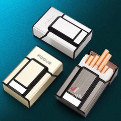 Hộp đựng thuốc lá Focus nguyên bao 20 điếu loại 6.5mm kèm bật lửa điện nhiệt JD YH071