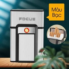 Hộp đựng thuốc lá Focus nguyên bao 20 điếu loại 6.5mm kèm bật lửa điện nhiệt JD YH071