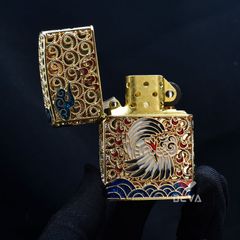 Bật lửa xăng đá Chief bọc lưới hoa văn chủ đề tiên hạc CF1260-1261